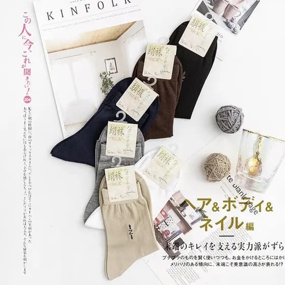 Meias de Seda Masculinas Originais Tange Japan Export, Meias de Seda Masculinas, Meias Curtas de Seda de Amora em Várias