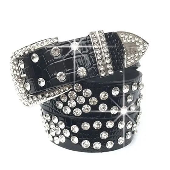 Cinto feminino com aplicações de strass, elegante e versátil, decoração branca, cinto largo simples para calças jeans fe