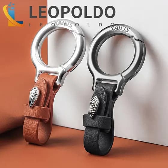 Chaveiro Pendurado Na Cintura LEOPOLDO , Porta-Chaves De Carro De Couro PU Simples , Clássico De Luxo De Alta Qualidade