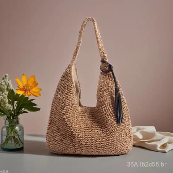 Bolsa de palha de grande capacidade para usar no ombro, bolsa trançada, bolsa de praia casual, bolsa de palha para féria