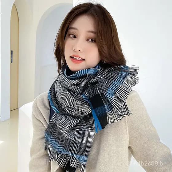 Cachecol 2023 Novo Cachecol de Imitação de Cashmere Estilo Coreano e Japonês, Cachecol de Comprimento Médio para Mulhere
