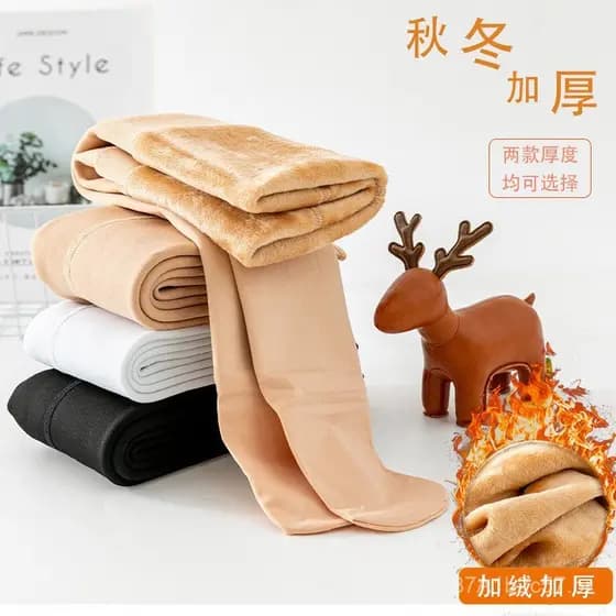 Meias-calças infantis forradas com fleece espesso para outono e inverno, leggings cor de pele, meias-calças de dança com