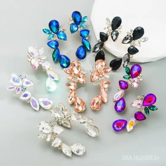 Brincos geométricos com incrustações de diamantes em liga metálica, estilo europeu e americano, para mulheres, brincos d