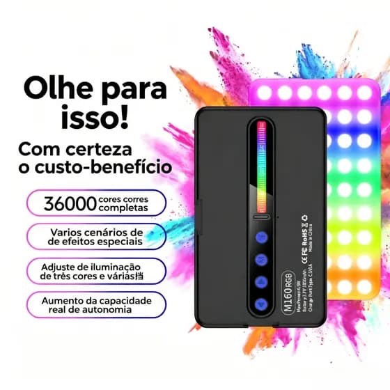 Mini luz de led portátil – para celular foto slr selfie vlog fotografia RGB ou Branca