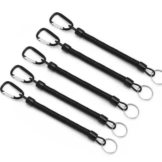 Cordões de Pesca 5 peças, Corda Elástica Retrátil Tática com Mosquetão, Corda de Pesca Anti-perda para Camping, Chaveiro