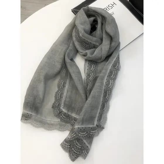 Estilo coreano elegante primavera novo estilo lenço de renda decoração cor sólida longo lenço de seda senhoras lenço de