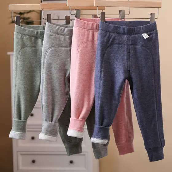 Nicole calças quentes de lã macia para crianças, calças térmicas para meninos e meninas, calças de lã de algodão, camada