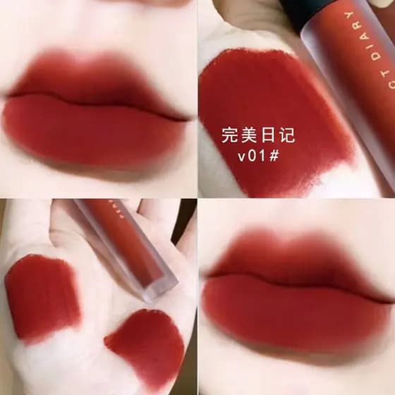 Perfect Diary Velvet Lip Glaze V01 Matte Matte v05 Positivo Vermelho v03 Batom V07MINI Amostra Média