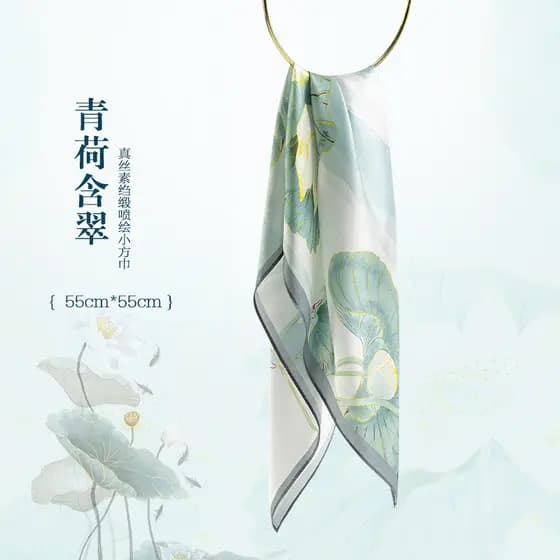 Shanghai história lenço de seda amoreira lenço de seda feminino primavera verde seda pequeno lenço quadrado gravata pesc