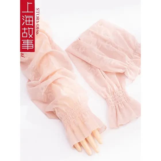 Shanghai Story verão feminino gelo seda condução protetor solar luvas braço guarda braço capa manga manga mão manga fina