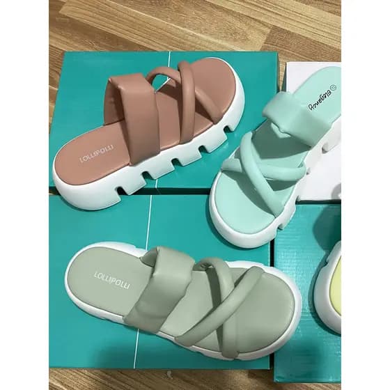Comércio exterior tamanho 37-39 sandálias chinelos sapatos femininos verão Muffin almofada de memória de sola grossa cin