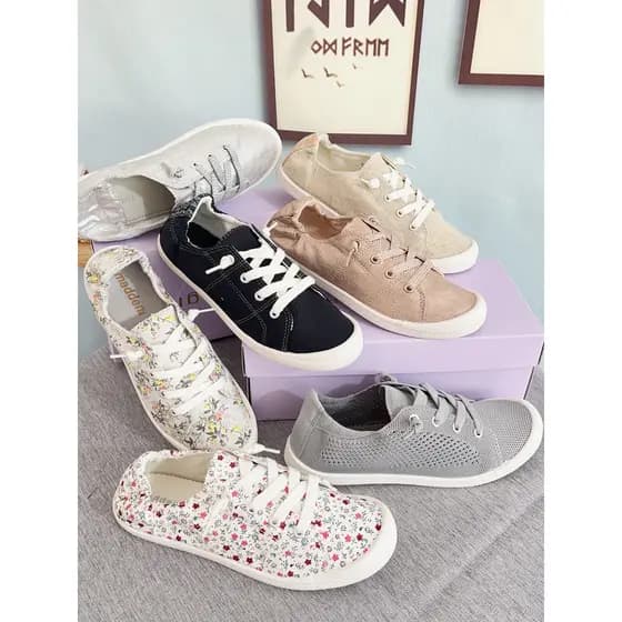Comércio exterior tamanho grande sapatos de lona feminino estudante sapatos sola macia oco memória esteira renda bordado