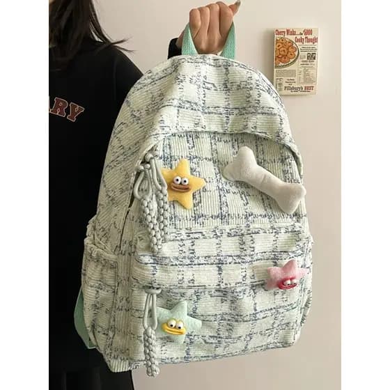 Treliça estilo japonês ins mochila meninas novo estilo nicho bonito mochila estudantes universitários lazer All-Match mo