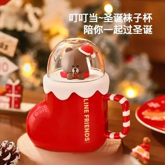 Urso marrom copo de natal doméstico caneca de alto valor lembrança copo de cerâmica sentir copo de beber caixa de presen