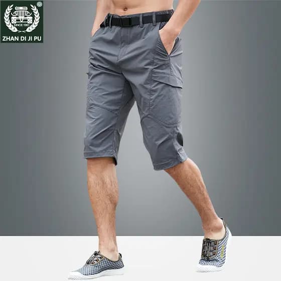 Verão ao ar livre Casual calças cortadas dos homens Shorts esportivos soltos em linha reta calças médias tamanho grande