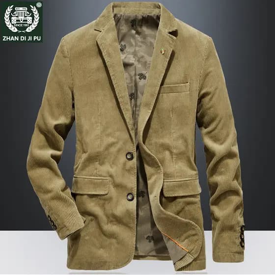 Battlefield primavera outono novo estilo puro algodão veludo casual terno masculino solto tamanho grande terno superior