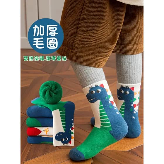 Crianças meias de inverno engrossado quente Terry meias meninos puro algodão meninos bebê dos desenhos animados meias in