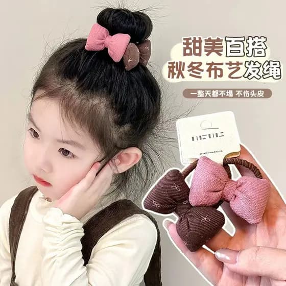 Laço de cabelo de tecido bonito crianças laço de cabelo bebê BB clipe lateral franja clipe menina bola laço de cabelo