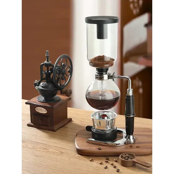 Pote de sifão doméstico tipo sifão, pote para fazer café, vidro resistente ao calor, feito à mão, aparelho de café, conj