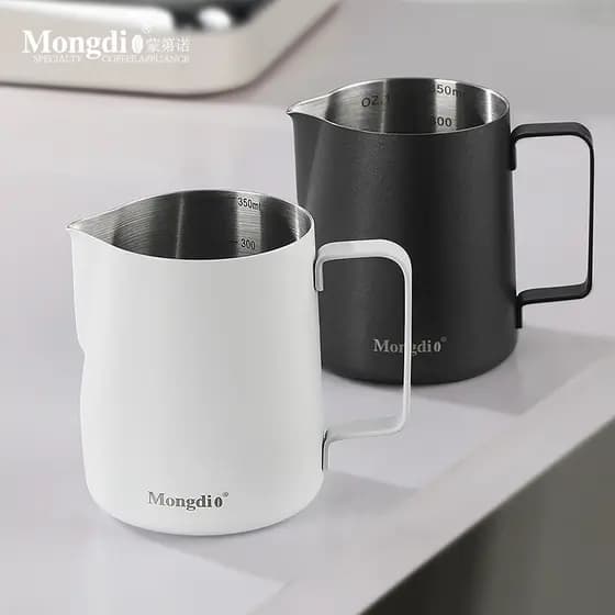 Mongdio café latte cilindro boca pontiaguda latte copo de aço inoxidável latte profissional latte artefato