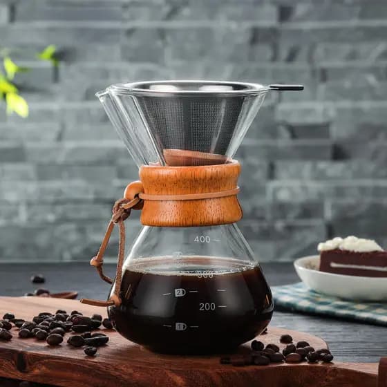 Brown Yi conjunto de cafeteira artesanal, filtro de café por gotejamento doméstico, filtro de fermentação manual, copo d