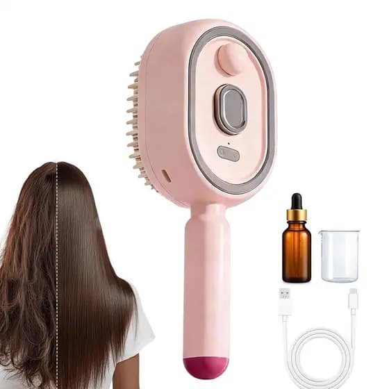 Escova de Cabelo Elétrica com Spray e Almofada de Ar para Massagem, Escova Alisadora de Cabelo a Vapor Elétrica 2026, Es