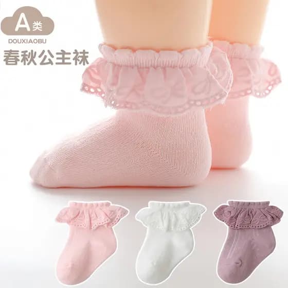 Bebê recém-nascido meias primavera outono bebê menina rendas princesa meias crianças doce bonito boca solta meias de alg