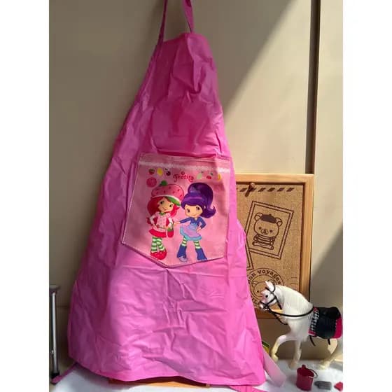 Estilo feminino morango querida dos desenhos animados avental crianças bonito rosa cozinha cozimento avental