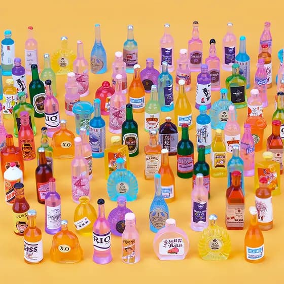 Influenciador Mini simulação pequena garrafa de resina em miniatura estilo misto garrafa de vinho garrafa de bebidas bri