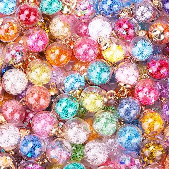Bola de vidro de cristal diy acessórios de jóias chaveiro mochila pingente pingente decoração Material Glitter garrafa f