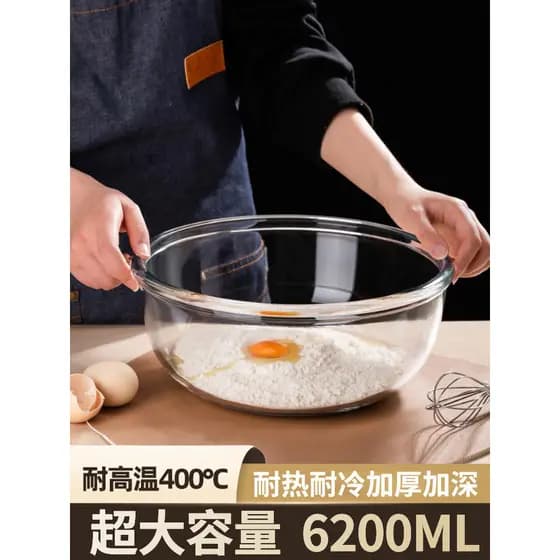 Tigela de vidro transparente transparente doméstica, resistente ao calor, micro-ondas, tigela para comer ovos, grande ca