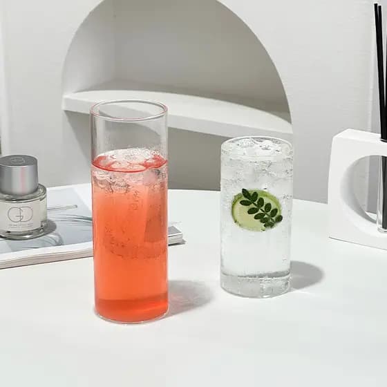 Copo resistente a altas temperaturas para meninas Copo de bebida fria de escritório Copo de água de vidro com alto teor