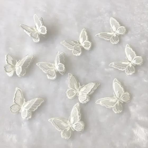10 Peças Remendos De Borboleta De Renda De Malha De Camada Dupla Reparo De Apliques 6 * 5CM