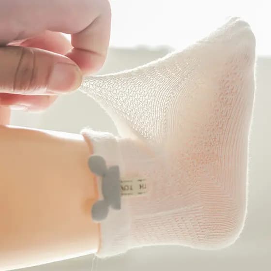 Meias de bebê verão estilo fino malha respirável recém-nascido outubro março do que puro algodão classe A meias de tubo