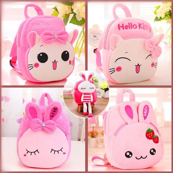 Bebê Outing saco de escola de pelúcia jardim de infância leve macio pequena mochila bonito coelho pequena classe Mini mo