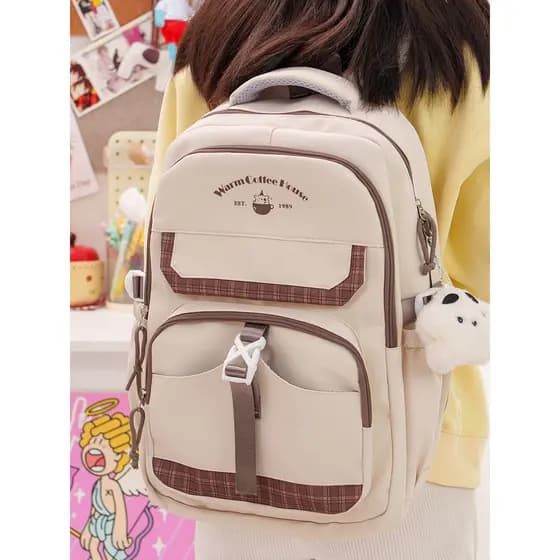 Mochila Casual de grande capacidade e alto valor com costura retrô para meninas estudantes do ensino médio mochila de de
