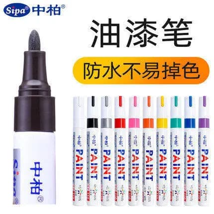 Caneta de tinta de asfalto médio Marcador à base de óleo Caneta de pintura de retoque de Metal branco Caneta de tinta pa