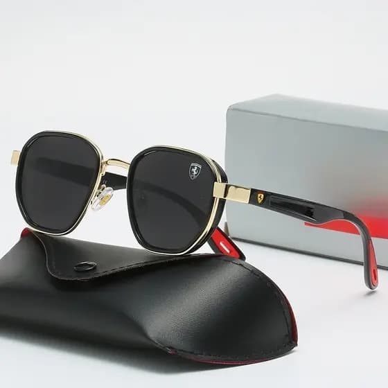 Óculos de sol clássicos no estilo Ferrari, projetados para homens, com proteção UV400. YGEP