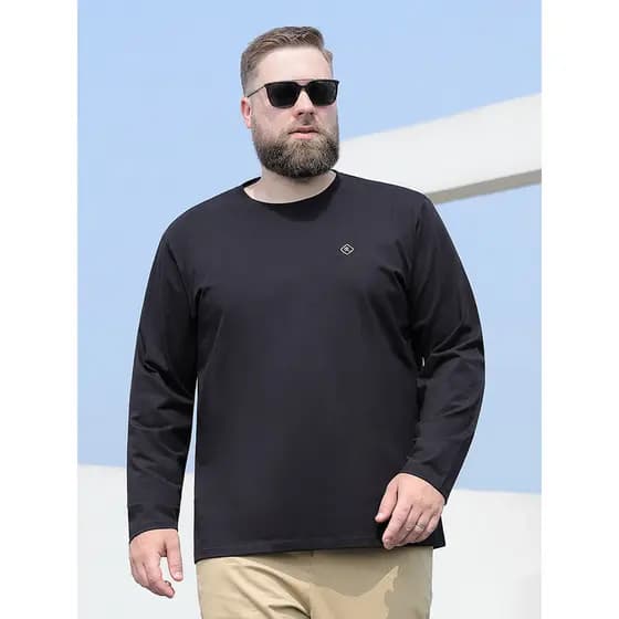 Baisheng Fox plus fat plus Size fino manga comprida camiseta masculina gordura em torno do pescoço outono camisa de fund