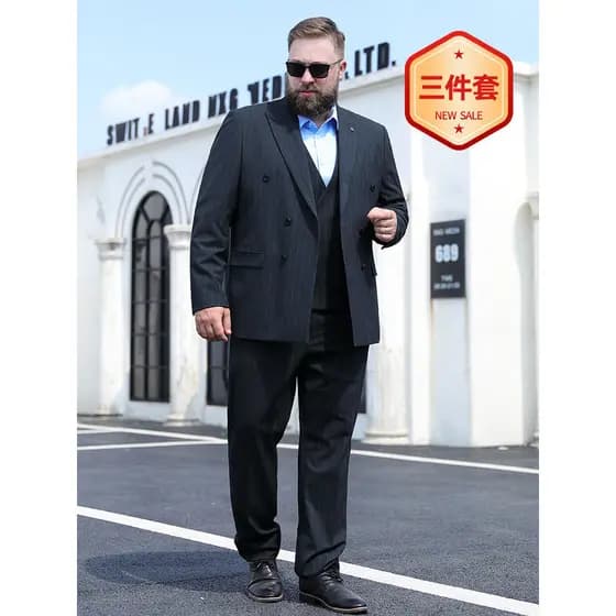 Baisheng raposa primavera outono negócios Formal Wear terno masculino tamanho grande gordura solta terno calças colete t