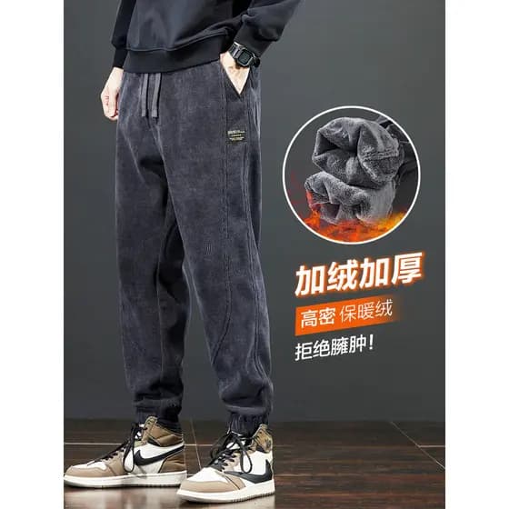 2026 novo estilo Sweatpants calças de lã masculinas grossas calças casuais veludo calças masculinas outono inverno calça