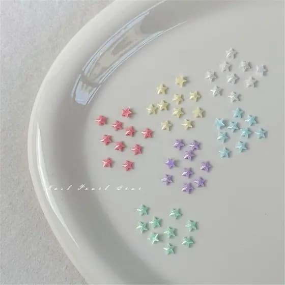 Mini perolado estrela de cinco pontas acessórios de Manicure colorido pequenas estrelas tridimensional plana bonito dos