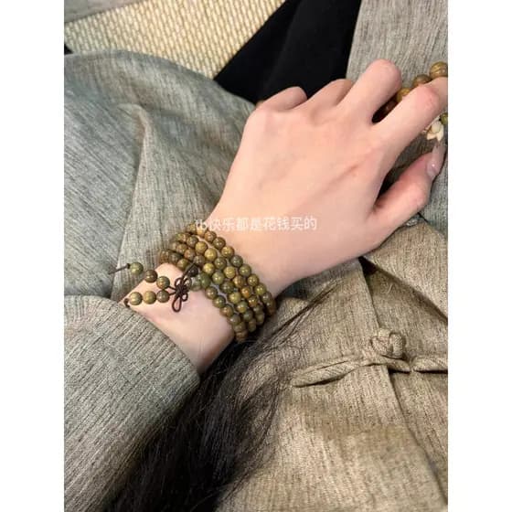 Natural verde sândalo Multi-círculo contas budistas pulseira feminina 108 contas de rosário contas nova pulseira chinesa