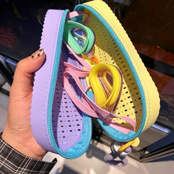 Caixa de armazenamento de óculos de natação de Silicone portátil resistente ao choque resistente ao desgaste drenável 20