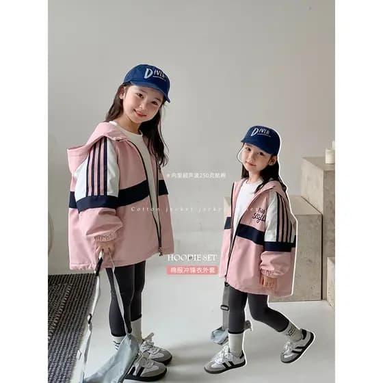 Meninas jaquetas outono inverno 2025 novo estilo moda meninas jaquetas à prova de vento acolchoado engrossado crianças j