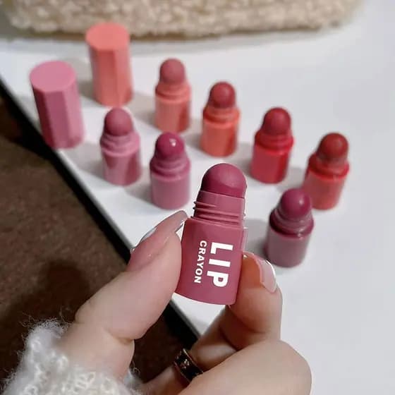 Quatro seções flor coração veludo batom lápis lábio esmalte Mini batom pequeno conjunto fosco de longa duração cor batom
