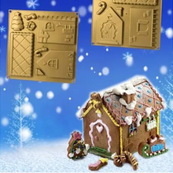 Círculo de leitão-novo produto genuíno conjunto de casa de natal Chocolate DIY molde de casa de gengibre Silicone de qua