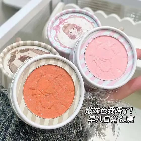 Pasta de feijão suave mãe cor sanguínea sentimento cedo oito anjos em relevo blush azul monocromático blush roxo pêssego