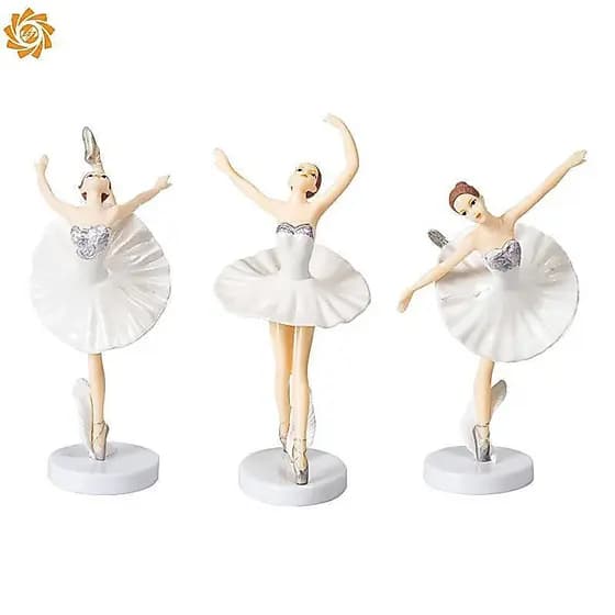 Toppers De Bolo De Menina De Balé-Conjunto De Estatueta Em Miniatura De 3 Peças Para Decoração