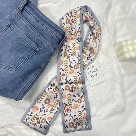 Primavera cor/francês Retro pequeno lenço de seda bandana saco cinta lenço multiuso